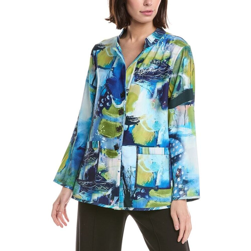 Lemon Grass Womens  Stand Collar Reversible Jacket, Blue